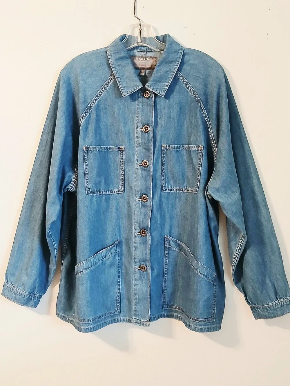 torrid Denim Raglan Button- Up Chore Jacket Size 1X